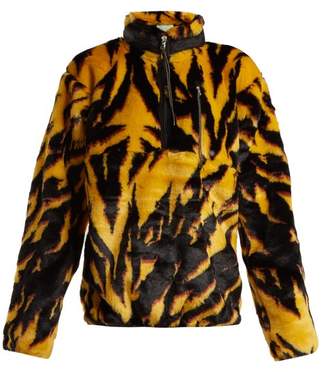 Aries Tiger Print Faux Fur Top - Womens - Black Multi