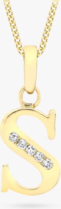 IBB 9ct Gold Cubic Zirconia Initial Pendant Necklace