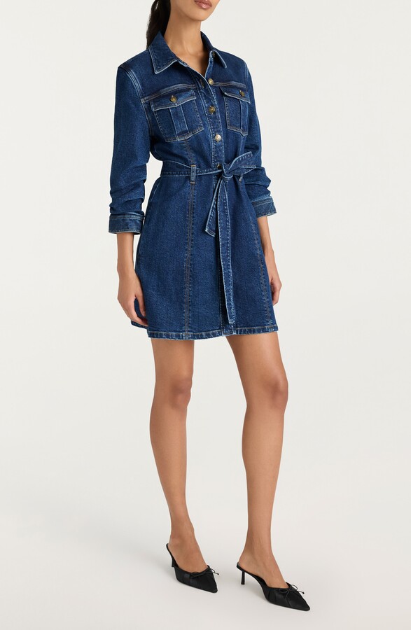 Cinq à Sept Clea Tie Belt Long Sleeve Denim Minidress
