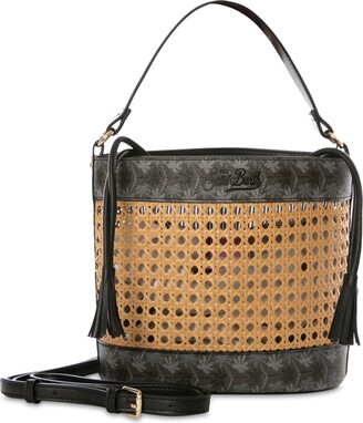 Small Black Puzzle Woven Straw Bucket Bag – WASHEIN