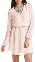 Thumbnail for your product : Charlotte Russe Long Sleeve Chiffon Wrap Dress
