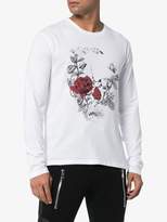 Thumbnail for your product : Alexander McQueen Gothic Rose Skull print cotton long sleeve t shirt