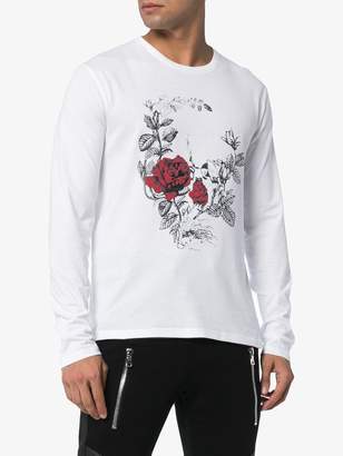 Alexander McQueen Gothic Rose Skull print cotton long sleeve t shirt