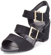 Thumbnail for your product : New Look Wide Fit Black Textured Double Buckle Strap Block Heels