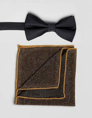 ASOS DESIGN wedding bow tie with sparkly pocket square