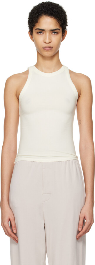 SKIMS Off-White Cotton Jersey Crew Neck Tank Top