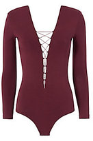 Thumbnail for your product : Alexander Wang T by Lace-Up Bodysuit: Wine