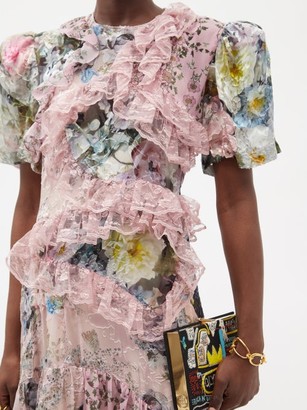 Preen by Thornton Bregazzi Anzu Panelled Lace-trim Floral-print Dress - Multi
