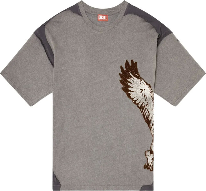 Diesel T-BOXT-PEELOFF eagle-print panelled T-shirt