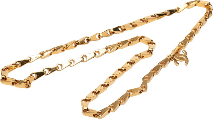 Chanel Pre Owned 1990-2000 Gold Plated CC Pendant Necklace costume necklace