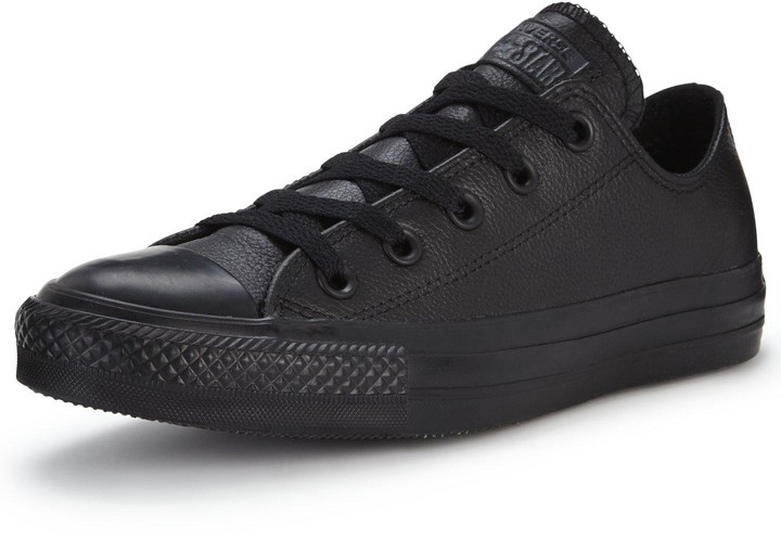 converse all star ox black leather womens trainers