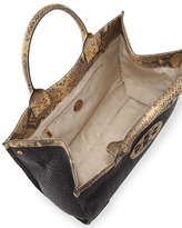 Thumbnail for your product : Tory Burch Ella Snake-Print-Trim Tote Bag, Black/Brown