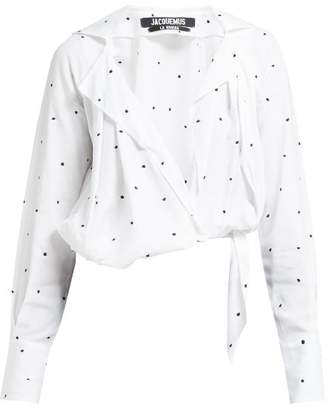 Jacquemus Figari Embroidered Cropped Shirt - Womens - White Multi
