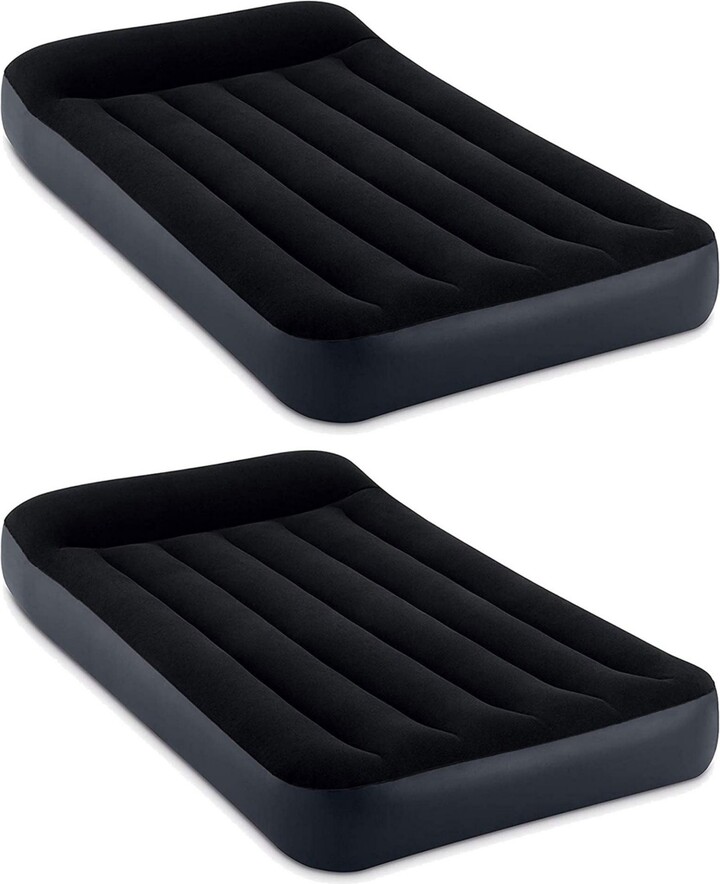 Intex Dura Pillow Rest Classic Blow Up Mattress Air Bed with Pump, Twin (2 Pack)