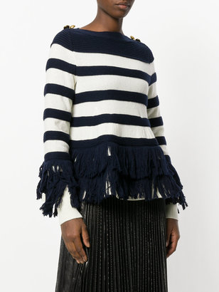 Sacai striped fringed sweater