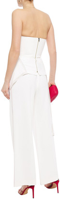 Roland Mouret Allyson Asymmetric Strapless Embroidered Cady Peplum Top