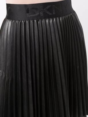 DKNY Logo-Waistband Pleated Mini Skirt
