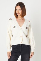 Thumbnail for your product : Oasis Womens Floral Embroidered And Bobble Girlfriend Cardigan