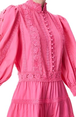 Alice + Olivia Clark Lace Detail Long Sleeve Cotton Dress