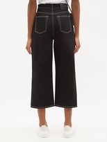Thumbnail for your product : Alexander McQueen Topstitched High-rise Cropped Wide-leg Jeans - Black