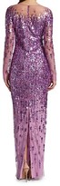 Thumbnail for your product : Pamella Roland Floral Sequin Tulle Gown