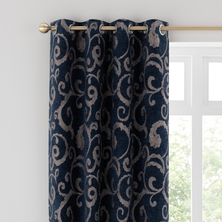 Dunelm Chenille Scroll Navy Eyelet Curtains Navy ShopStyle