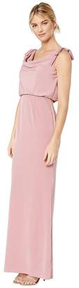 Adrianna Papell Cowl Neck Crepe Evening Gown (Rose) Women's Dress