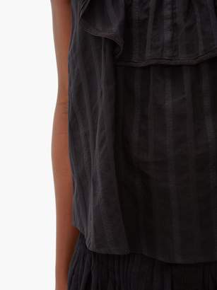 Etoile Isabel Marant Pleyel Ruffled Striped Cotton Blouse - Womens - Black