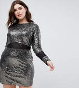 Thumbnail for your product : ASOS Curve CURVE All Over Sequin With Mesh Inserts Mini Dress