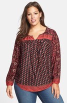 Thumbnail for your product : Lucky Brand Mixed Print Peasant Top (Plus Size)