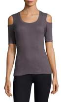 Thumbnail for your product : Monrow Ribbed Cold-Shoulder Cotton Top