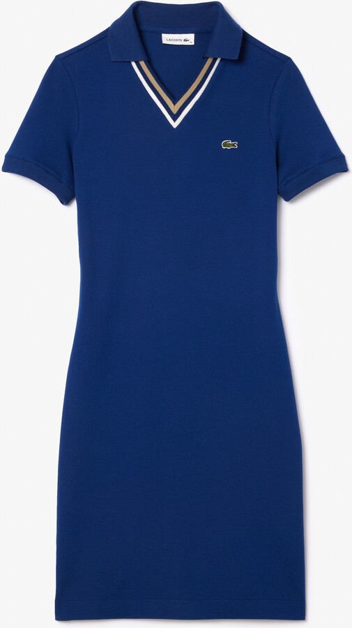 Lacoste Women's Slim Fit V-Neck Stretch Piqué Polo Dress - ShopStyle