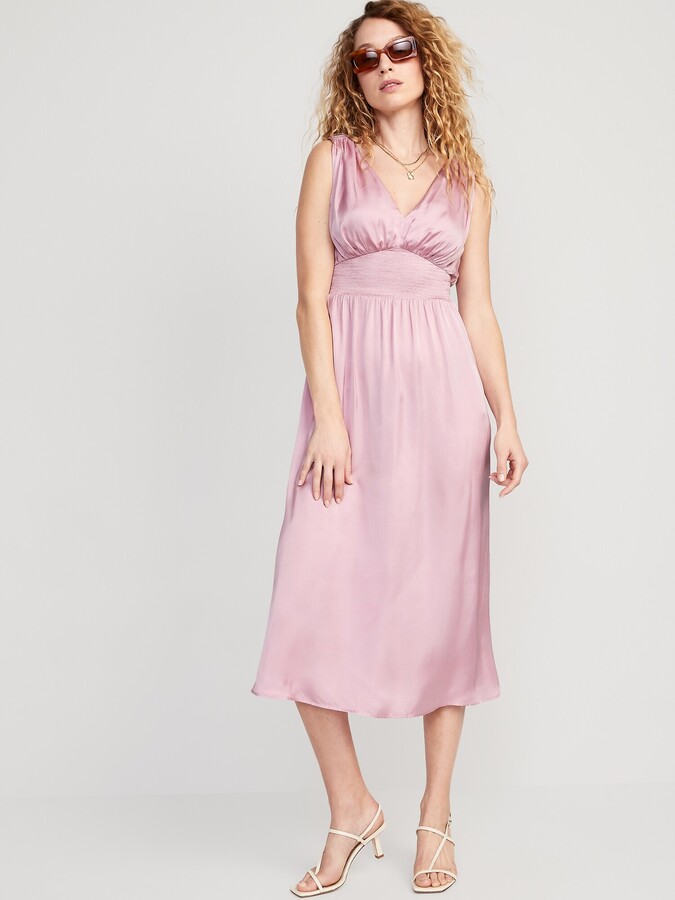 Old Navy Waist-Defined Tie-Back Satin Maxi Dress for Women - ShopStyle