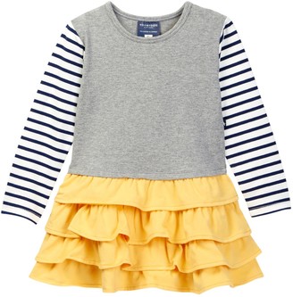 Toobydoo Striped Sleeve Ruffle Bottom Dress (Toddler, Little Girls, & Big Girls)