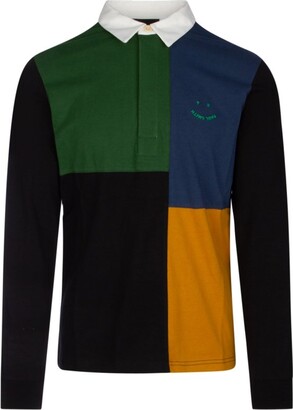 Polo Shirt Adult Clothing Gradient Color Block Zip Long Sleeve