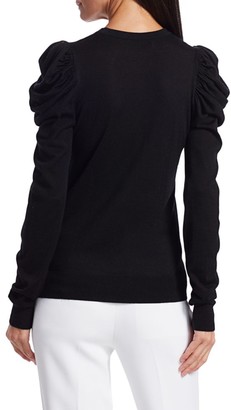 Michael Kors Ruched Puff-Sleeve Cashmere, Wool & Silk Knit Sweater