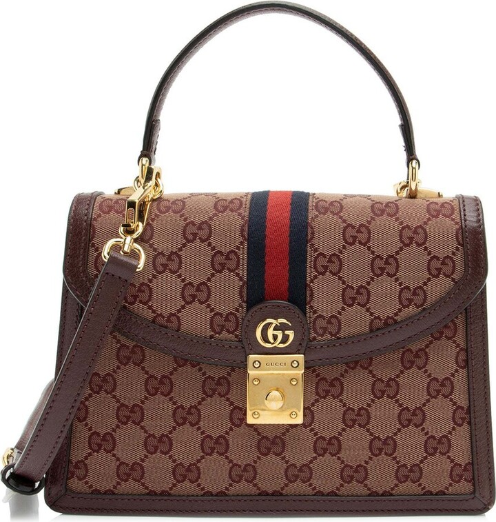 Gucci Brown Gg Canvas Ophidia Small Top Handle (Authentic Pre-Loved)