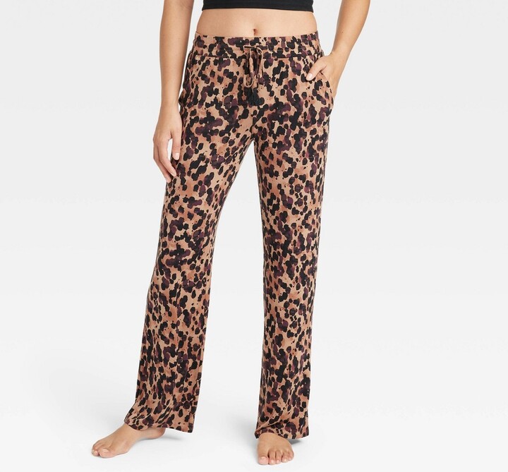 Stars Above Women's Animal Print Beautifully Soft Pajama Pants Brown XS