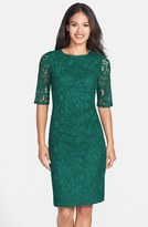 Thumbnail for your product : Adrianna Papell Pleat Neck Lace Sheath Dress