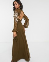 Thumbnail for your product : Asos Tall ASOS DESIGN Tall high neck embroidered maxi dress