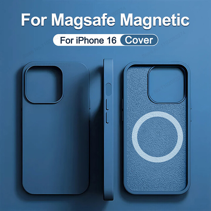 WANZP Original Liquid Silicone For Magsafe Phone Case For Apple iPhone 16 15 12 15 13 14 Pro Max Plus Magnetic Wireless Charging Cover