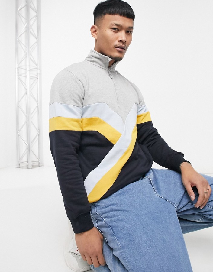 Soul Star half-zip high neck sweatshirt in navy - ShopStyle
