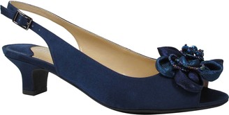 navy blue slingback low heel shoes