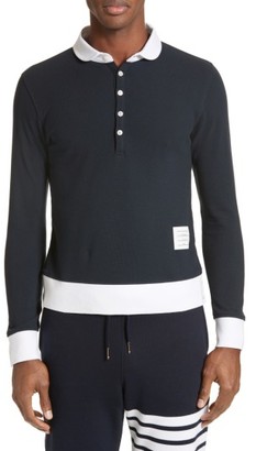 Thom Browne Men's Long Sleeve Pique Polo