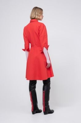 HUGO BOSS A-line linen-blend shirt dress with seam details