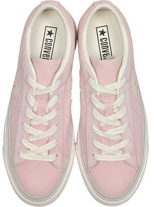 Converse Limited Edition One Star Ox Peach Skin Canvas Flatform Sneakers w/White Glitter Star