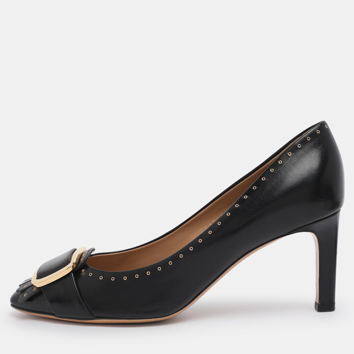 Ferragamo Black Leather Leonie Pumps Size 40