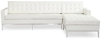 Kardiel Florence Knoll Style Right Sectional, Cream White Premium Leather