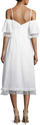 McQ Pleated Flutter-Sleeve Midi Dress