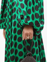 Thumbnail for your product : Halpern Balloon-sleeve Polka-dot Satin Gown - Green